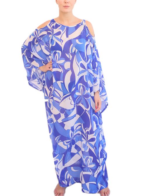Silk caftan with blue print Capri Chic | KAFTANOSETABLU